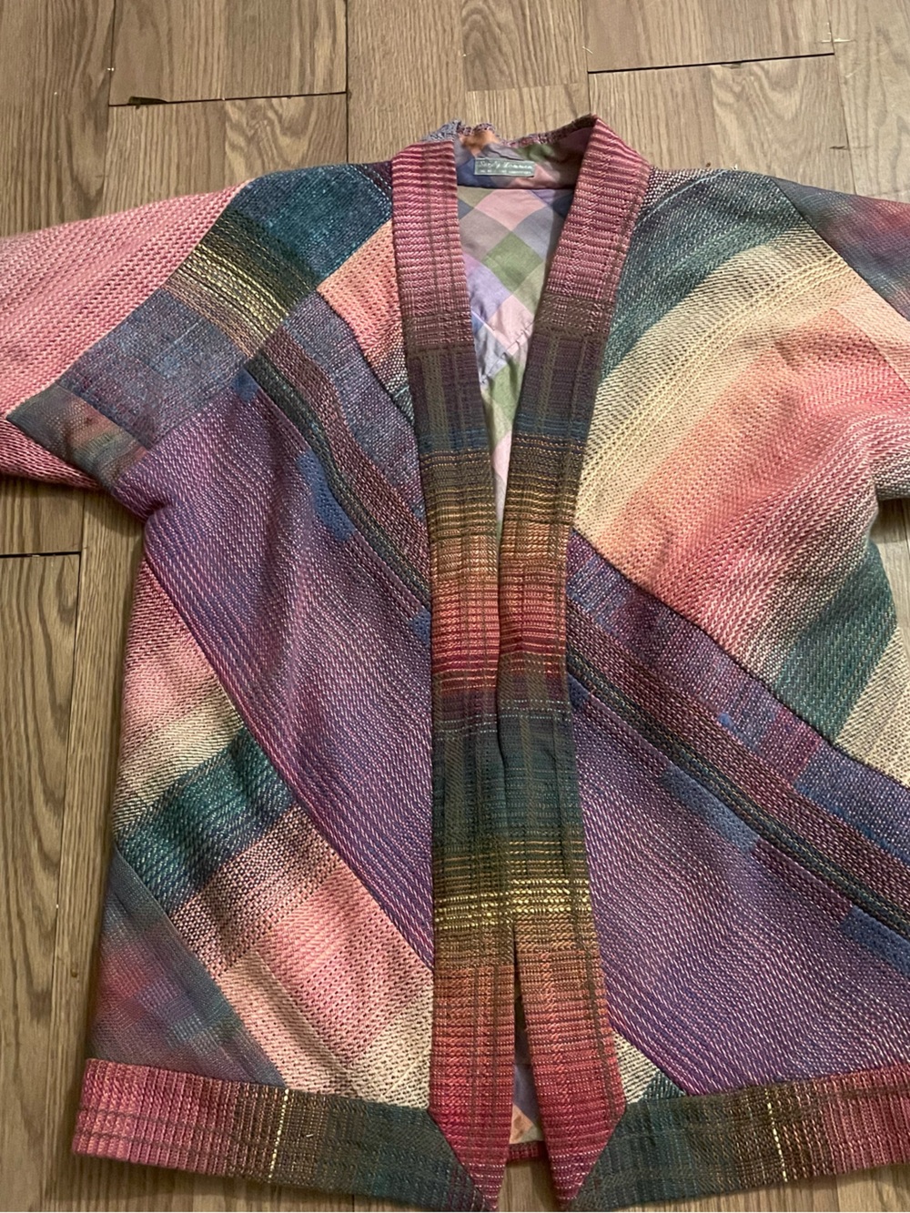 Oscar de la Renta Multicolor Open-Front Knit Jacket handwoven
